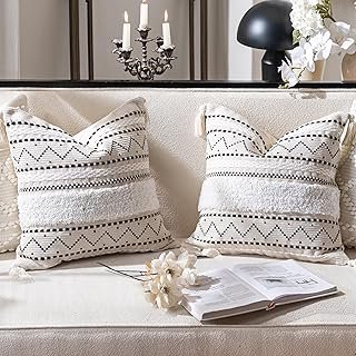 Fundas de almohada boho negras hechas a mano 18×18 para sofá y recámara