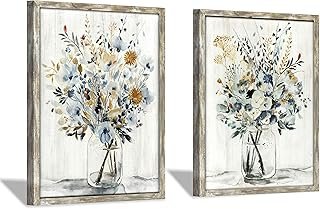 Cuadro floral en madera rústica hecho a mano decoración natural