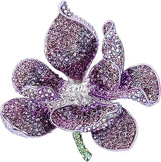 Broche artesanal de orquídea con cristal elegante para mujer