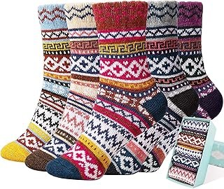 Calcetines artesanales de lana para mujer cálidos estilo vintage