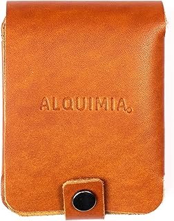 Cartera bifold minimalista artesanal de piel miel para hombre