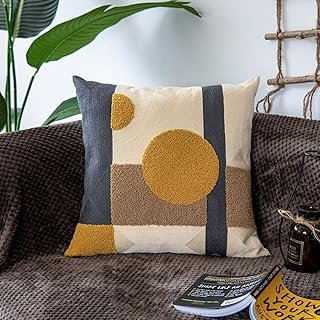 Funda de almohada rústica de algodón hecha a mano boho geométrica 18