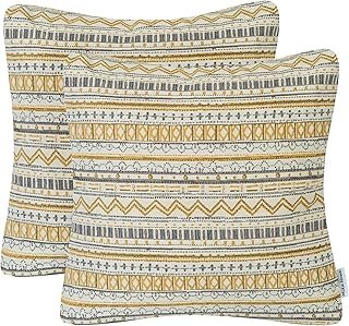 Fundas de almohada boho geométricas doradas hechas a mano 18×18