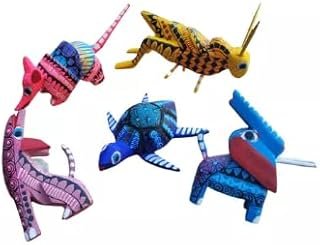Paquete de 5 Alebrijes Artesanales Hechos a Mano Mexicanos