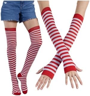 Guantes largos sin dedos coloridos tejidos a mano