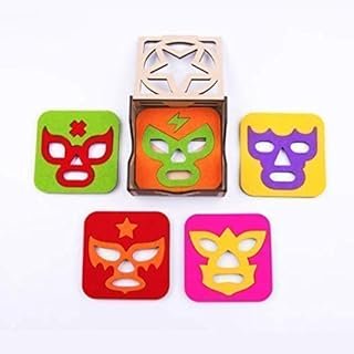 Set de 5 portavasos de luchadores mexicanos artesanales
