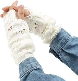 Guantes grunge sin dedos tejidos a mano estilo alternativo