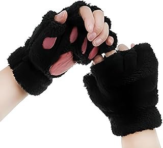 Guantes sin dedos plush diseño oso artesanal invierno