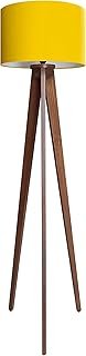 Lámpara de piso nórdica artesanal de madera nogal color amarillo
