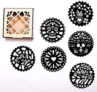 Portavasos mexicanos picados en color negro hechos a mano