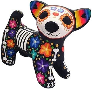 Perro Catrina Artesanal Cerámica Pintada a Mano Altar de Mascotas