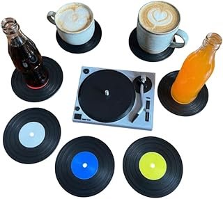 Portavasos tipo vinilo retro para café y bebidas con diseño musical