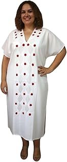 Vestido Huipil Rojo con Flores Bordadas a Mano Unitalla