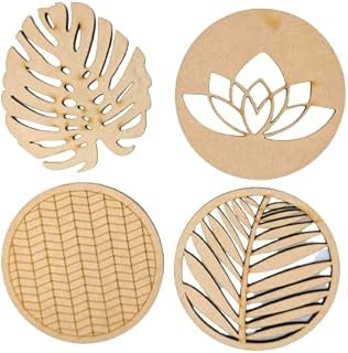 Set de 8 portavasos de madera MDF artesanales para mesa