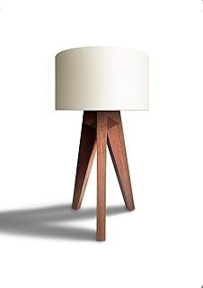 Lámpara de mesa en madera de parota estilo nórdico artesanal