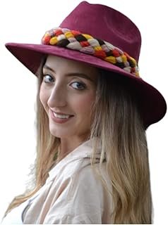 Sombrero de gamuza artesanal para mujer elegante color tinto