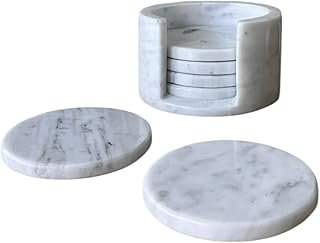 Portavasos redondos de mármol negro elegantes y artesanales