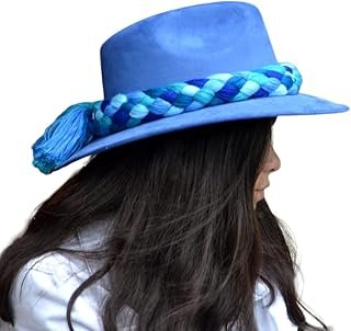 Sombrero de gamuza artesanal mujer ciudad color azul
