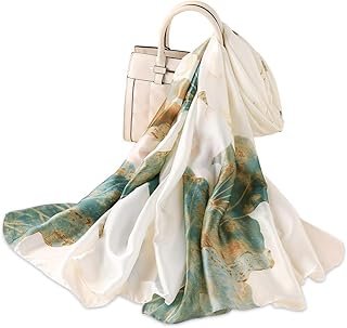 Bufanda de seda artesanal floral suave y elegante para mujer