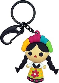 Llavero 3D artesanal Muñeca Juanita estilo mexicano