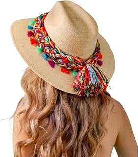 Sombrero de palma artesanal para mujer playa trenza fina