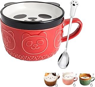 Taza kawaii artesanal con tapa regalo original y decorativo