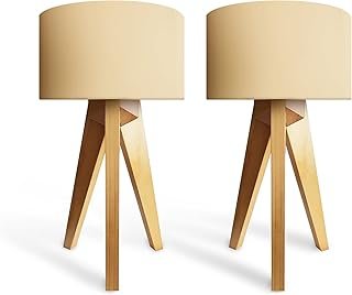 Set de dos lámparas de mesa en madera de pino hechas a mano