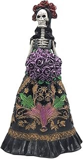 Catrina Mimi 33 cm Escultura Artesanal Pintada a Mano en Resina