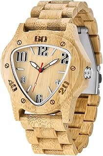 Reloj de bambú artesanal geométrico invertido