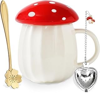 Juego de tazas artesanales kawaii con diseño de hongos