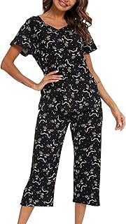 Pijama artesanal para mujer con pantalón capri de algodón
