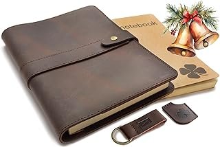 Diario de cuero genuino rellenable estilo vintage artesanal