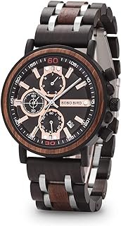 Reloj de madera artesanal luminoso para hombre