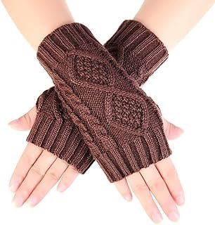 Guantes sin dedos artesanales tejidos a mano para invierno mujer