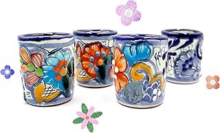 Caballitos tequileros de Talavera poblana hechos a mano set de 4