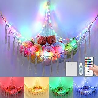 Hamaca de macramé artesanal con luces LED para peluches
