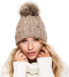 Gorro de invierno tejido a mano con pompón suave y diseño europeo