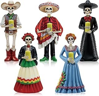 Figuras de Madera Día de Muertos Decoración Artesanal para Altar