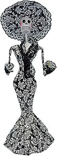 Catrina Artesanal de Papel Maché 38 cm Vestido Negro Decoración Mexicana