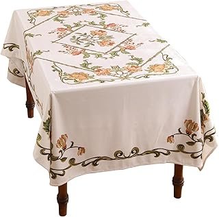 Mantel de Lino Floral Vintage Artesanal Estilo Francés