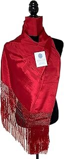 Rebozo Artesanal Mexicano Artisela Roja Telar Colonial