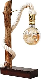 Lámpara rústica de madera y cuerda hecha a mano estilo natural