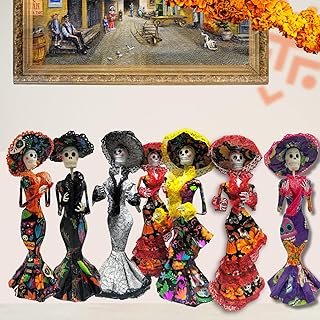 Catrina Artesanal de Papel Maché 38 cm Decoración Elegante Hecha a Mano