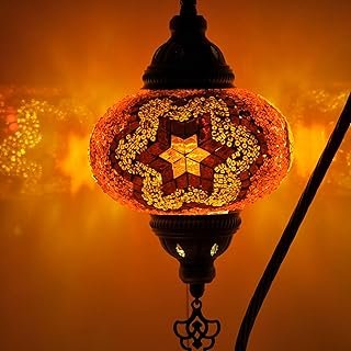 Lámpara turca artesanal de mosaico rojo estilo marroquí