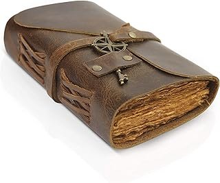 Diario vintage de cuero hecho a mano con papel antiguo 4×6