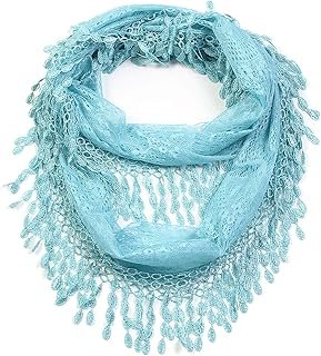 Bufanda infinita artesanal con encaje y flecos