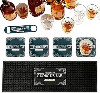 Juego de bar personalizado con portavasos de corcho y abridor