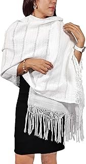 Rebozo Artesanal Xadani Lula Telar de Pedal Blanco Hecho a Mano