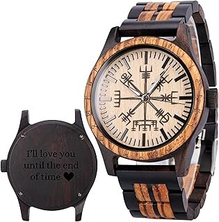 Reloj de madera grabado artesanal Vegvisir
