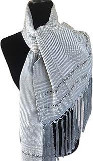 Rebozo Artesanal Azul Plata Elegante Telar Colonial